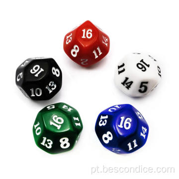 Bescon 16 lados Dados em cores sólidas variadas, D16 DICE de jogo 5pcs Conjunto